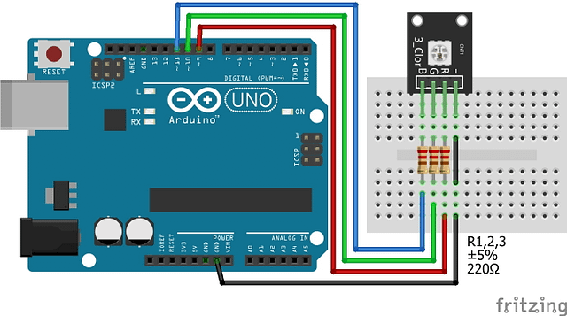 RGB LED Module (SMD) with Arduino Diagram