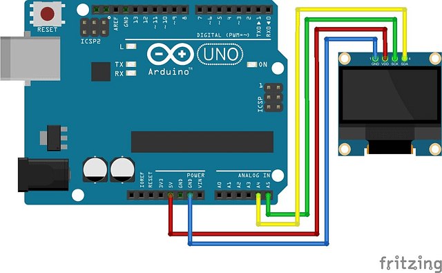 0.96 OLED I2C Display with Arduino Diagram