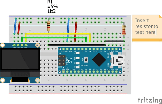 Arduino Resistor Tester Circuit Diagram