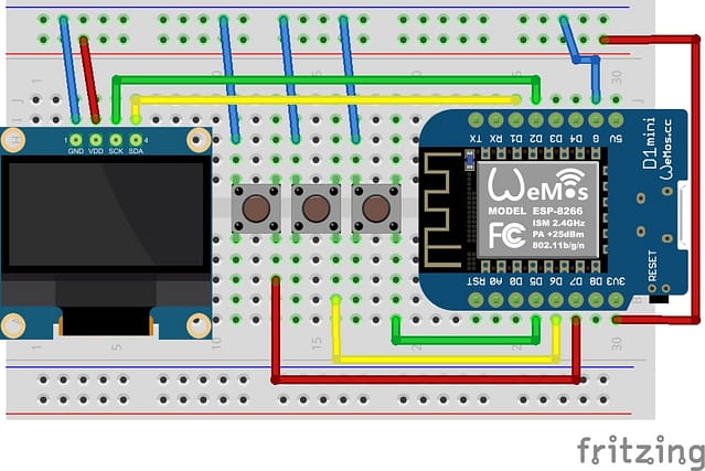 Wi-Fi Deauther with OLED and Buttons Diagram