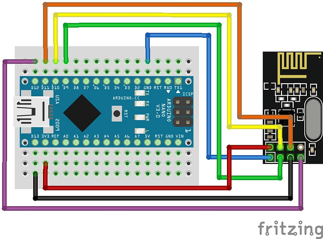 nRF24L01 with Arduino Nano Diagram