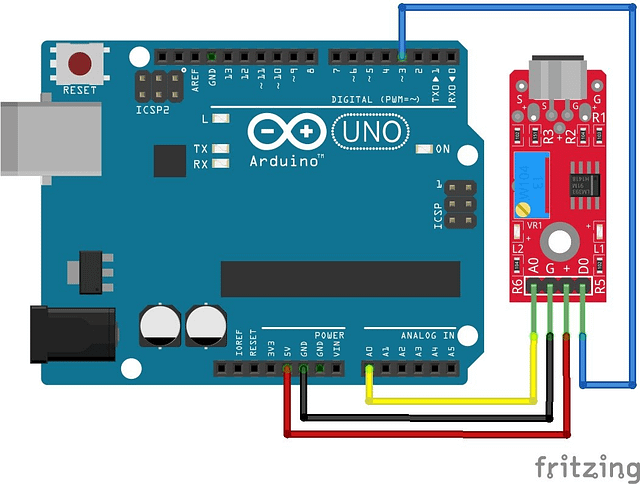 Microphone Sound Sensors Diagram with Arduino