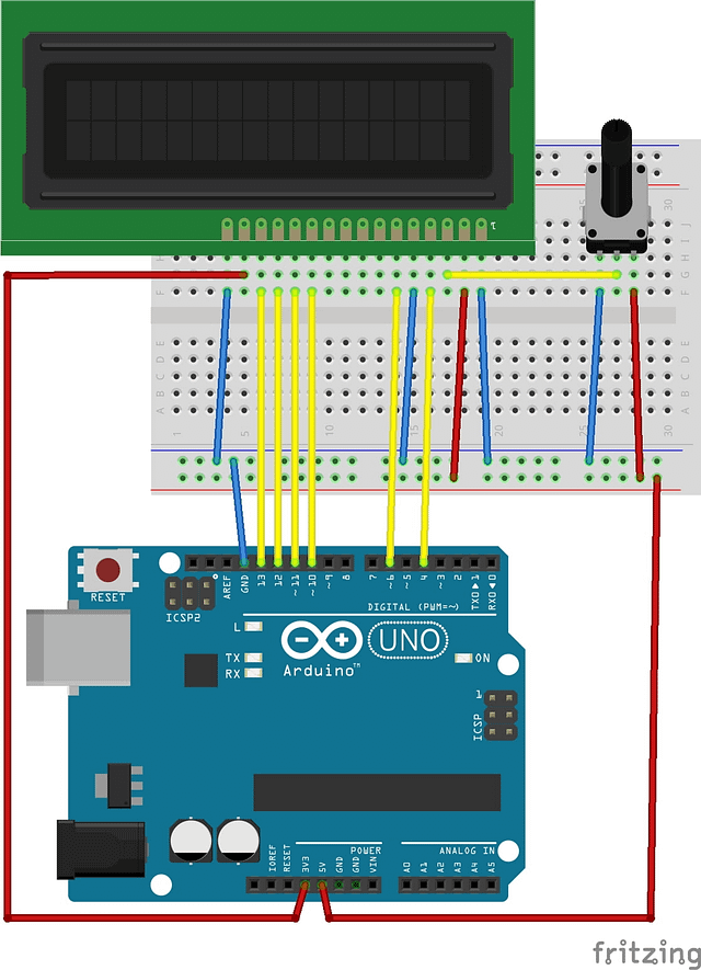 LCD1602 Display Module with Arduino Diagram